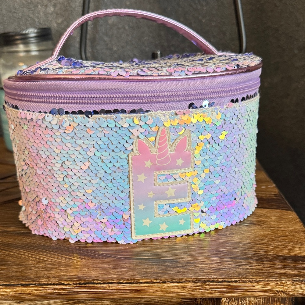 Justice Iridescent Sequin Unicorn Makeup Bag